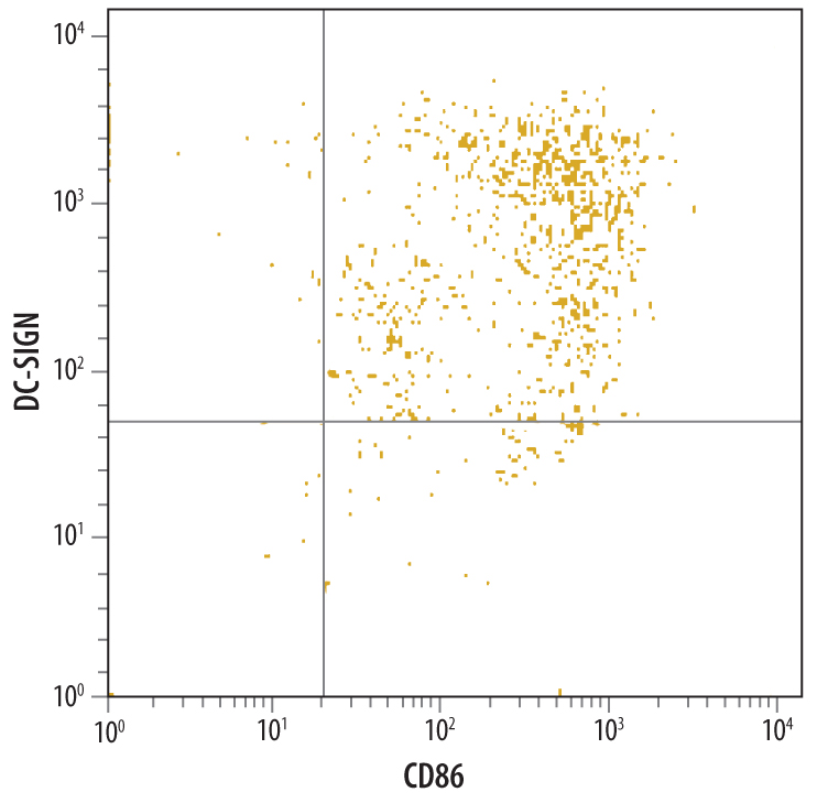 Detection of DC‑SIGN antibody in Human Monocyte Derived Dendritic Cells antibody by Flow Cytometry.