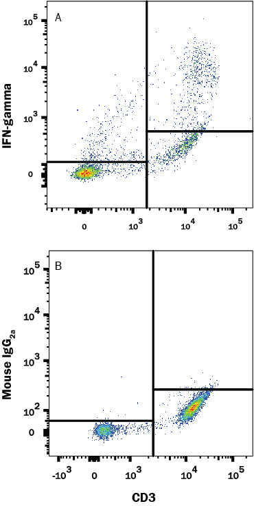 Detection of IFN- gamma antibody in Human PBMCs antibody by Flow Cytometry.