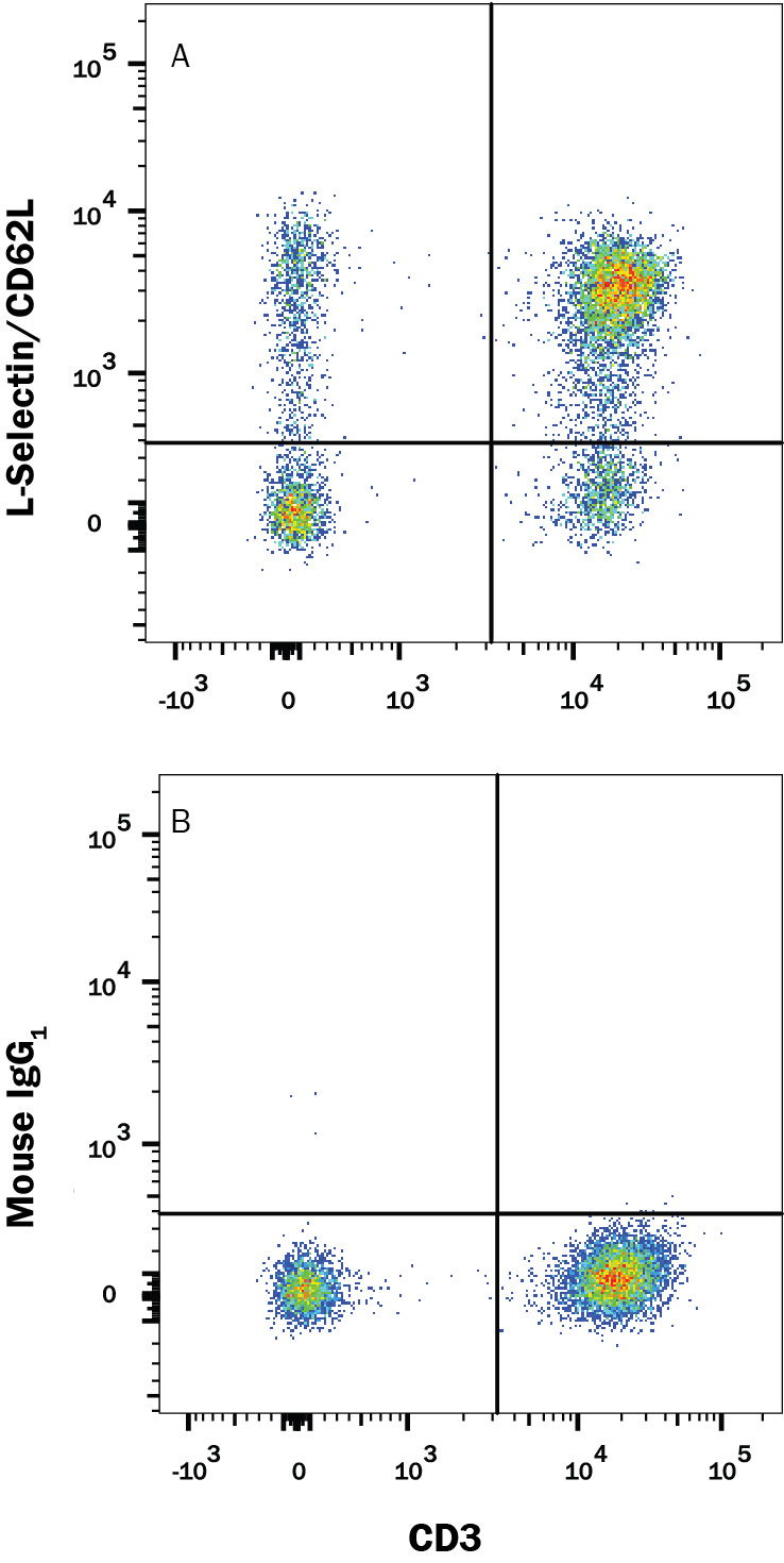 Detection of L-Selectin/CD62L antibody in Human PBMCs antibody by Flow Cytometry.